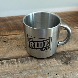 Eat Ride Sleep Stainless Steel Coffee Mug Cup Biker Motorcycle Set of 4.